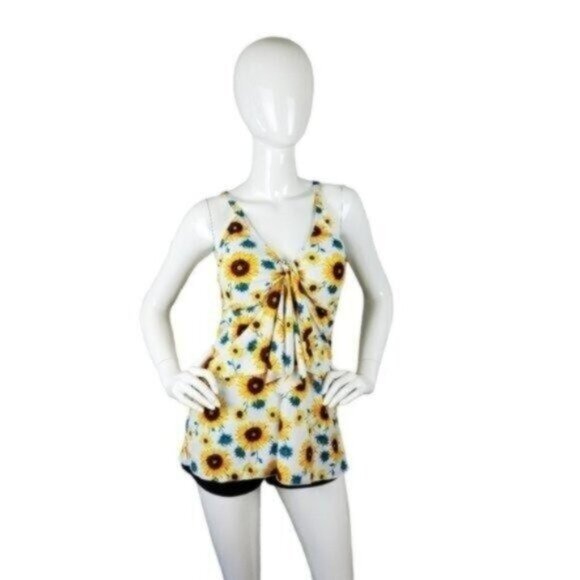 Zando Sunflower Boy Short Tankini Swimsuit Yellow Size 2XL - Picture 1 of 10
